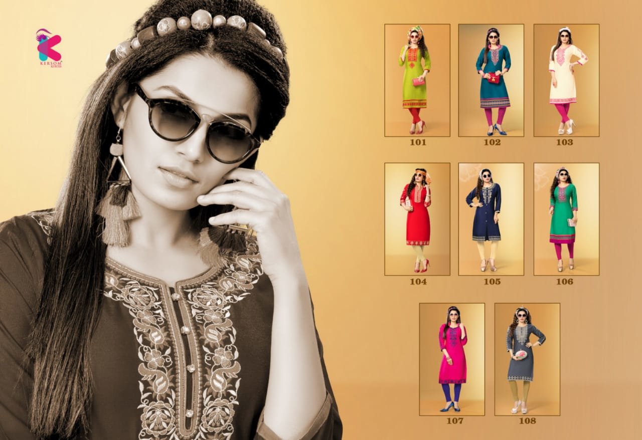 Zarina Vol-9 Embroidered Rayon Kersom Kurtis Zarina Vol-9 Embroidered Rayon Kersom Kurtis